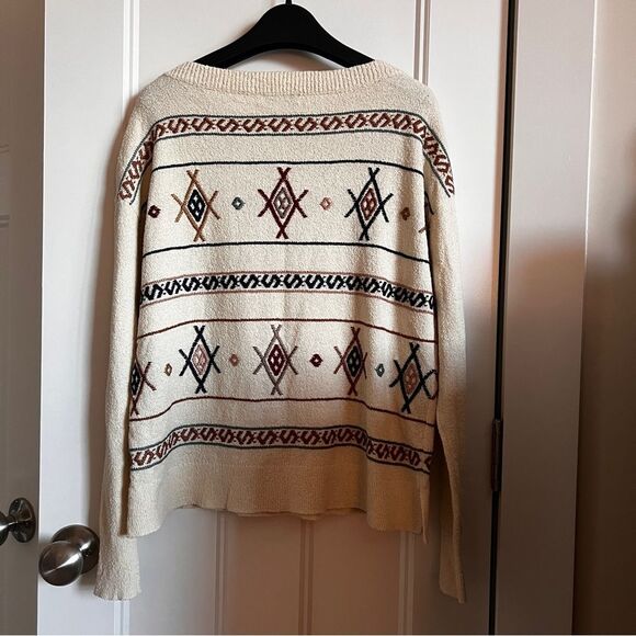 New Madewell Embroidered Reseda Pullover Sweater Cotton XS H6909 Southwestern - Picture 5 of 7